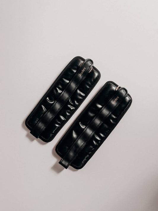 Uwraps Double Face – Bracelets lestés (poignets & chevilles) en cuir végan / Noir Minuit