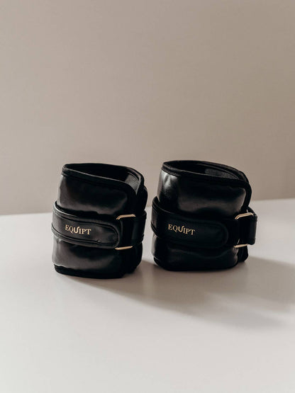 Uwraps Double Face – Bracelets lestés (poignets & chevilles) en cuir végan / Noir Minuit