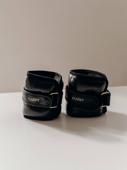 Uwraps Double Face – Bracelets lestés (poignets & chevilles) en cuir végan / Noir Minuit