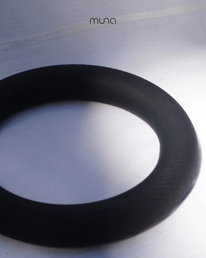 Bague Haltère Sculpturale - Noire